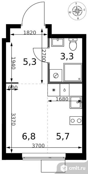 1-комнатная квартира 21,1 кв.м - ЖК "1-й Измайловский". Фото 1.