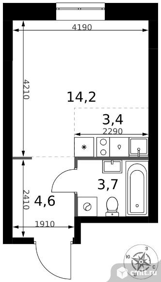 1-комнатная квартира 25,9 кв.м - ЖК "1-й Измайловский". Фото 1.