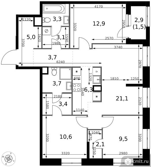 4-комнатная квартира 86,2 кв.м - ЖК "1-й Измайловский". Фото 1.
