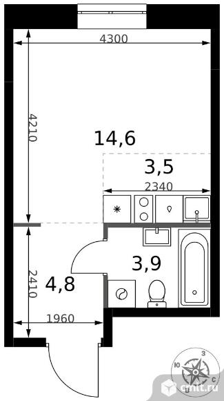 1-комнатная квартира 26,8 кв.м - ЖК "1-й Измайловский". Фото 1.