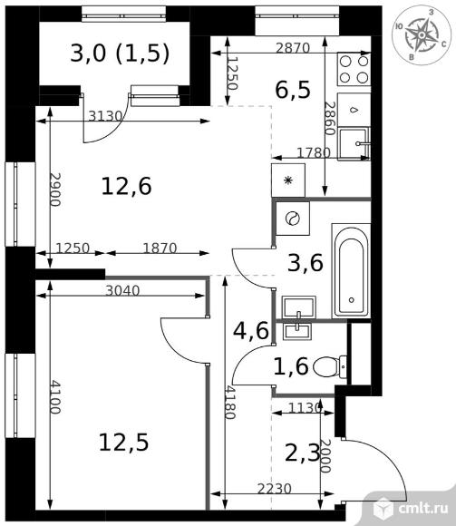 2-комнатная квартира 45,2 кв.м - ЖК "1-й Измайловский". Фото 1.