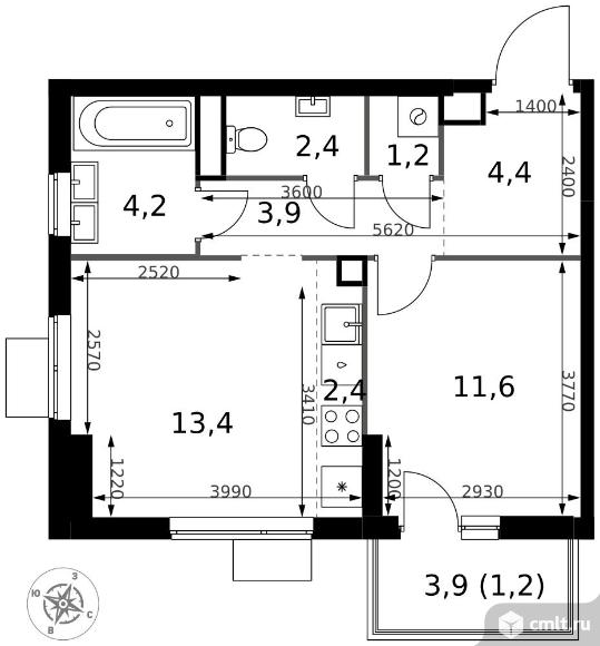 2-комнатная квартира 44,7 кв.м - ЖК "1-й Измайловский". Фото 1.