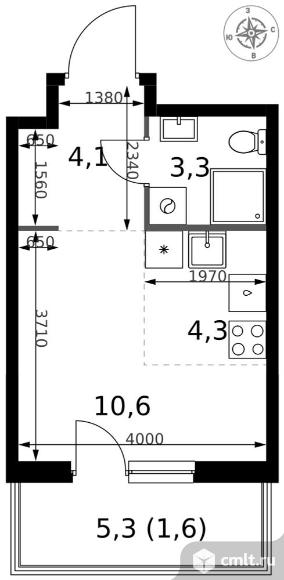 1-комнатная квартира 23,9 кв.м - ЖК "1-й Измайловский". Фото 1.