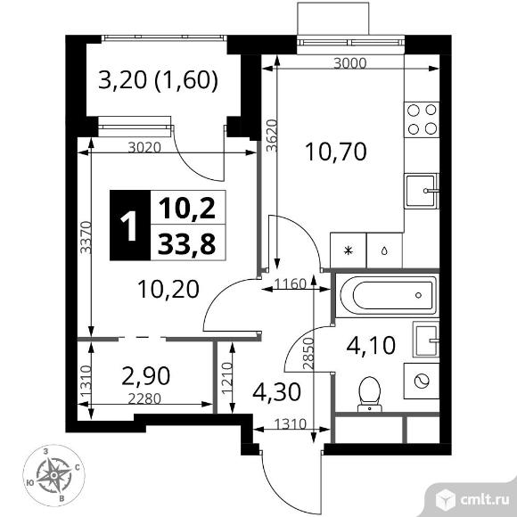 1-комнатная квартира 33,8 кв.м - ЖК "1-й Химкинский". Фото 1.