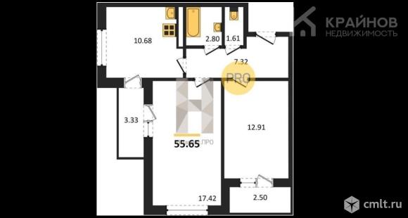2-комнатная квартира 55,65 кв.м. Фото 1.