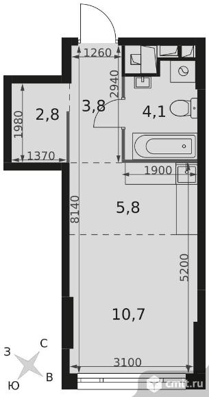 1-комнатная квартира 27,2 кв.м - ЖК "Роттердам". Фото 1.