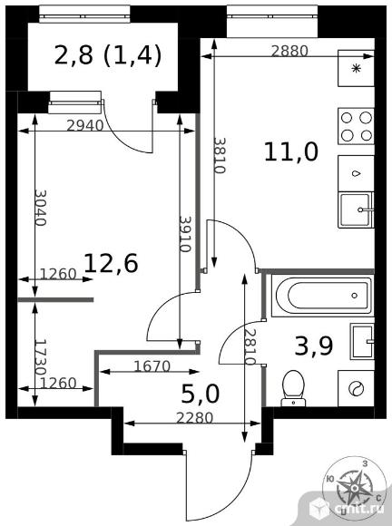 1-комнатная квартира 33,9 кв.м - ЖК "1-й Измайловский". Фото 1.