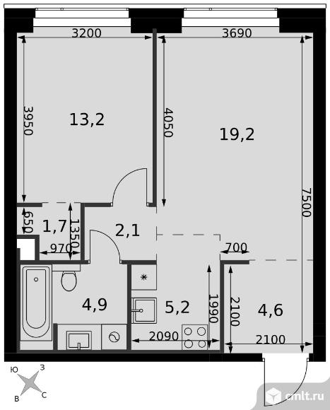 2-комнатная квартира 50,9 кв.м - ЖК "Amber City". Фото 1.