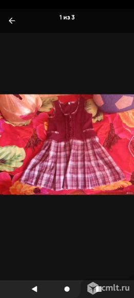 Школьный сарафан бордовый размер:140.. Фото 3.