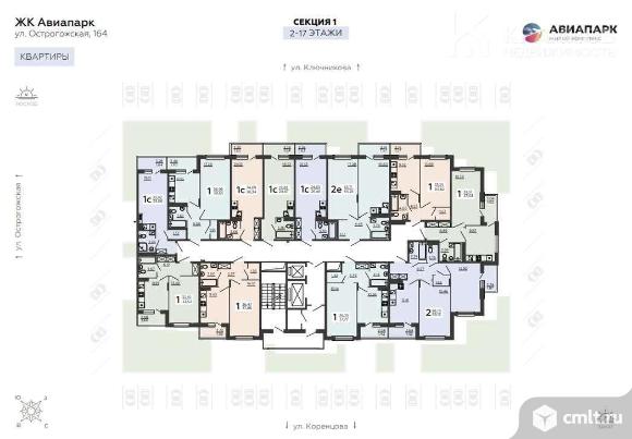 1-комнатная квартира 38,65 кв.м. Фото 11.