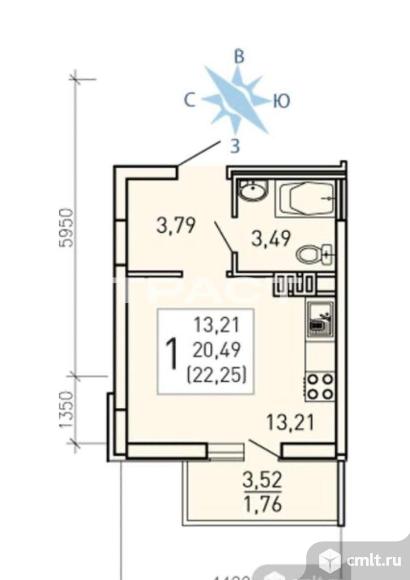 1-комнатная квартира 22 кв.м. Фото 1.