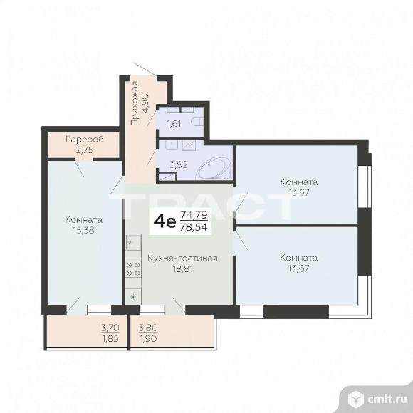 4-комнатная квартира 78,54 кв.м. Фото 1.