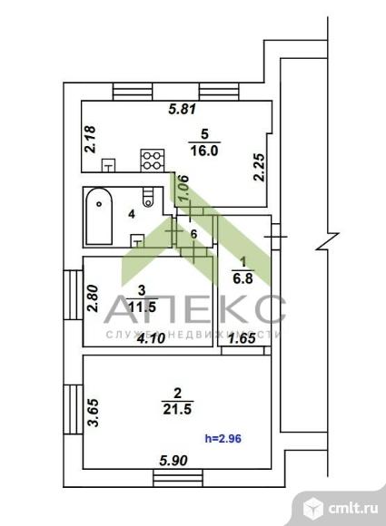 2-комнатная квартира 61,9 кв.м. Фото 20.