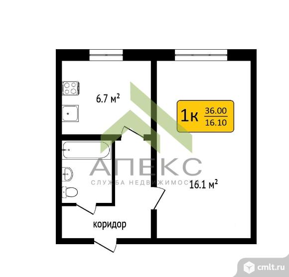 1-комнатная квартира 33 кв.м. Фото 6.