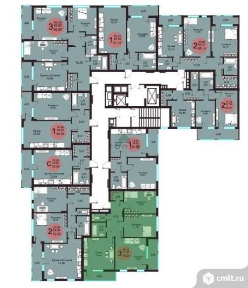 3-комнатная квартира 76,24 кв.м. Фото 1.