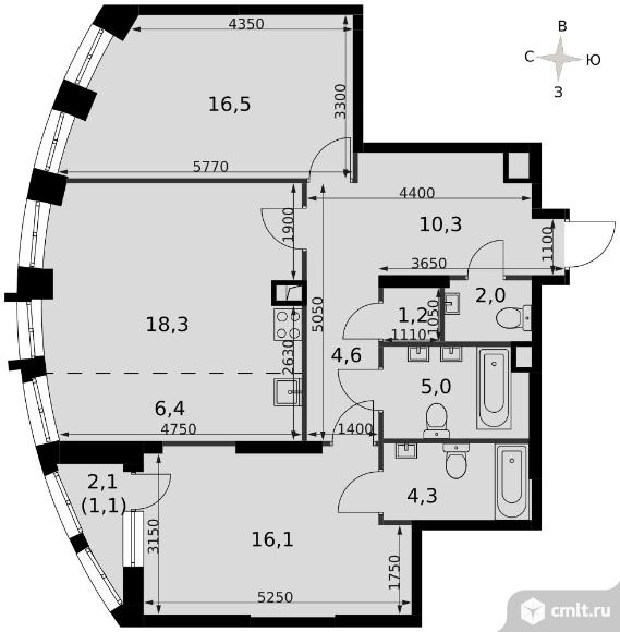 3-комнатная квартира 85,5 кв.м - ЖК "Sydney City". Фото 1.