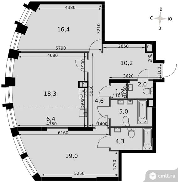 3-комнатная квартира 87,1 кв.м - ЖК "Sydney City". Фото 1.
