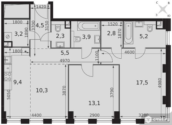 2-комнатная квартира 77,7 кв.м - ЖК "Sydney City". Фото 1.