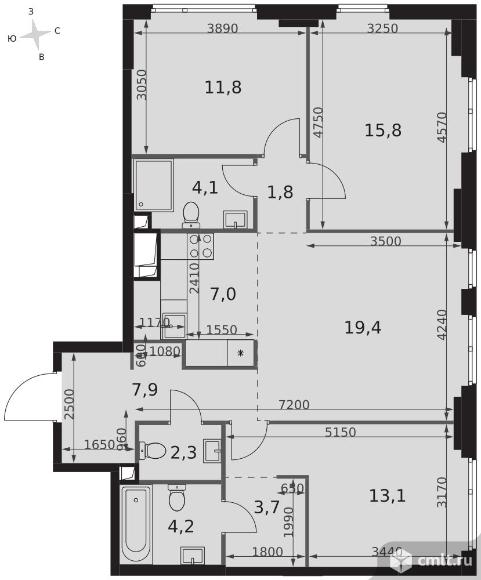 4-комнатная квартира 91,1 кв.м - ЖК "Sydney City". Фото 1.