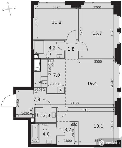 4-комнатная квартира 90,8 кв.м - ЖК "Sydney City". Фото 1.