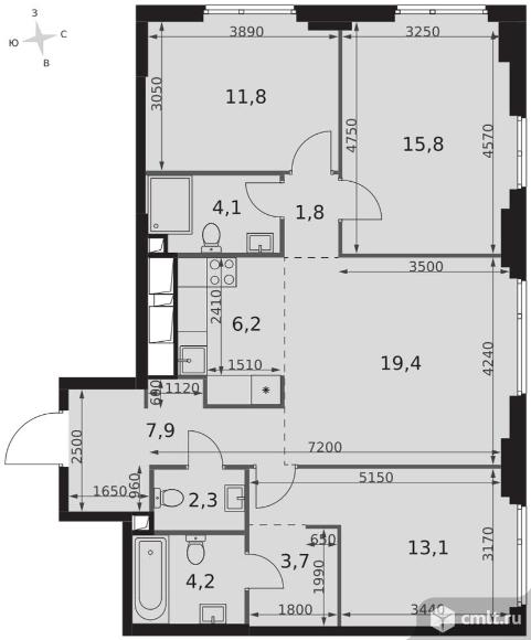 4-комнатная квартира 90,3 кв.м - ЖК "Sydney City". Фото 1.