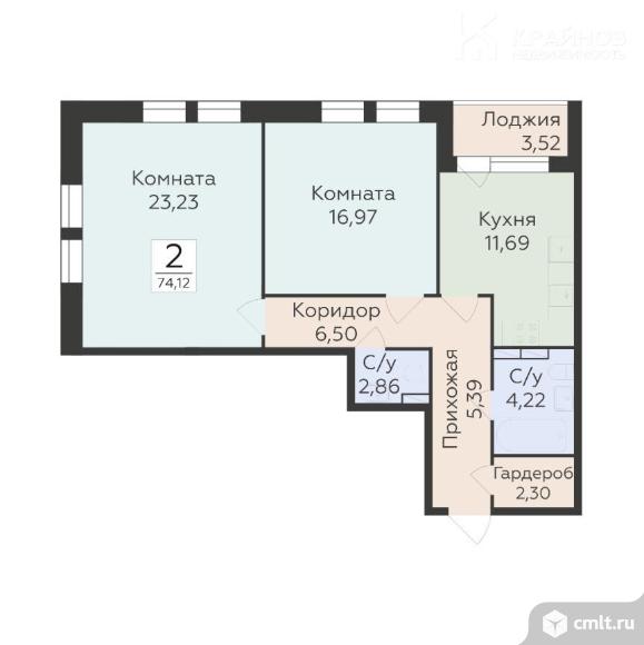 2-комнатная квартира 65,64 кв.м. Фото 1.