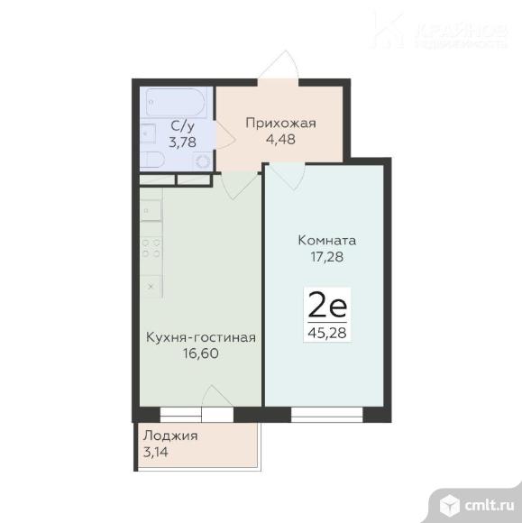 2-комнатная квартира 45,28 кв.м. Фото 11.