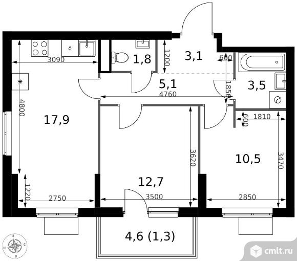 2-комнатная квартира 55,9 кв.м - ЖК "1-й Измайловский"