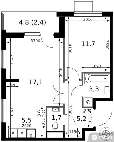 2-комнатная квартира 46,9 кв.м - ЖК "1-й Измайловский". Фото 1.