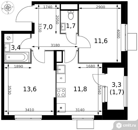 2-комнатная квартира 50,8 кв.м - ЖК "1-й Измайловский". Фото 1.