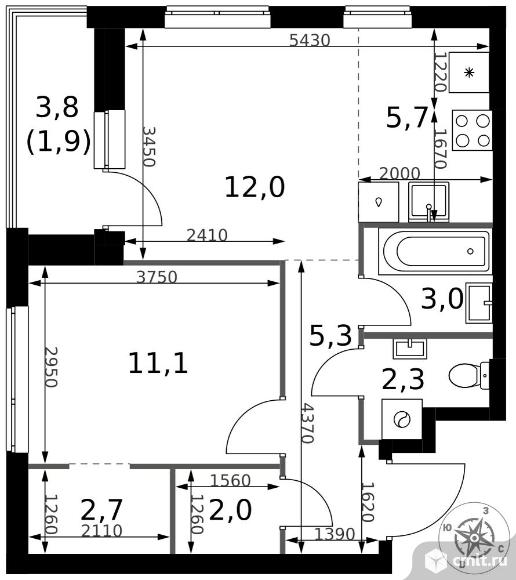 2-комнатная квартира 46 кв.м - ЖК "1-й Измайловский". Фото 1.
