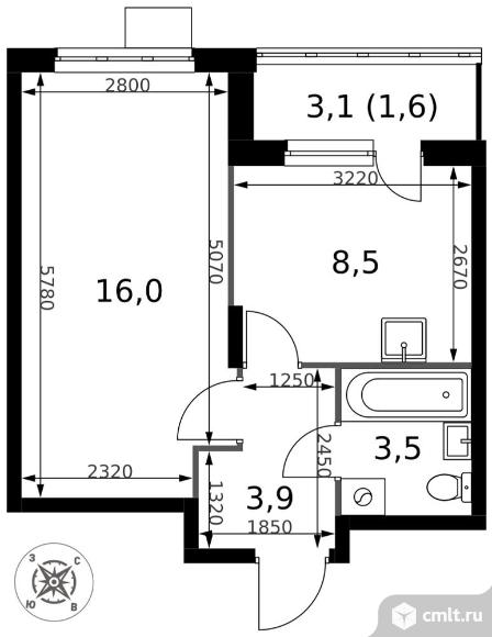 1-комнатная квартира 33,5 кв.м - ЖК "1-й Донской". Фото 1.