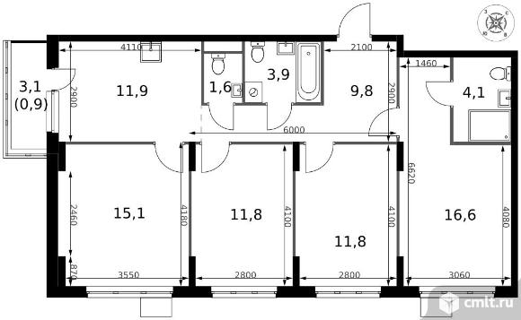 4-комнатная квартира 87,5 кв.м - ЖК "1-й Донской". Фото 1.