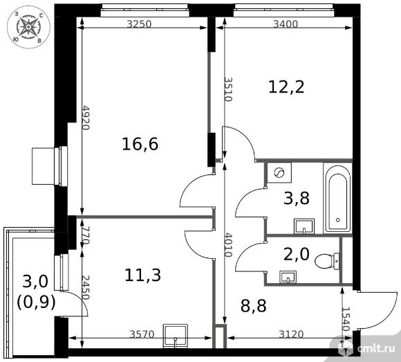 2-комнатная квартира 55,6 кв.м - ЖК "1-й Донской". Фото 1.