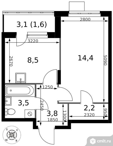 1-комнатная квартира 34 кв.м - ЖК "1-й Донской". Фото 1.