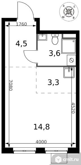 1-комнатная квартира 26,2 кв.м - ЖК "1-й Донской". Фото 1.