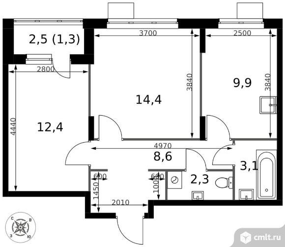 2-комнатная квартира 52 кв.м - ЖК "1-й Донской". Фото 1.