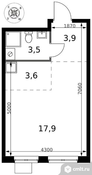 1-комнатная квартира 28,9 кв.м - ЖК "1-й Донской". Фото 1.
