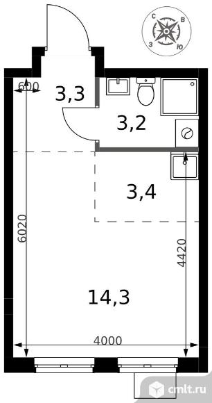 1-комнатная квартира 24,2 кв.м - ЖК "1-й Донской". Фото 1.
