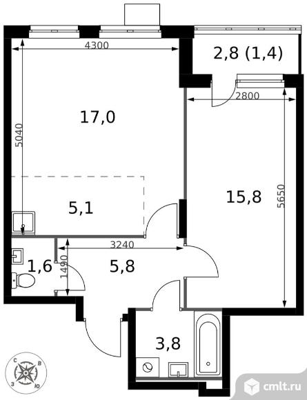 2-комнатная квартира 50,5 кв.м - ЖК "1-й Донской". Фото 1.