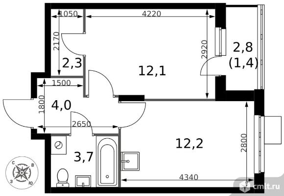 1-комнатная квартира 35,7 кв.м - ЖК "1-й Донской". Фото 1.