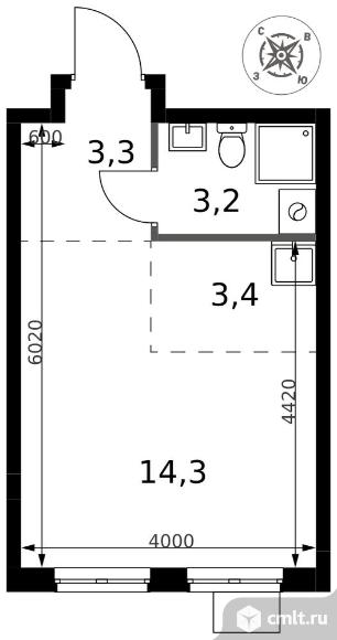 1-комнатная квартира 24,2 кв.м - ЖК "1-й Донской". Фото 1.