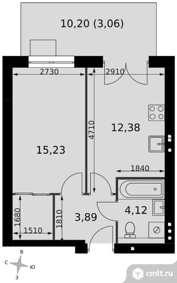 1-комнатная квартира 38,68 кв.м - ЖК «Мартемьяново Клаб». Фото 1.