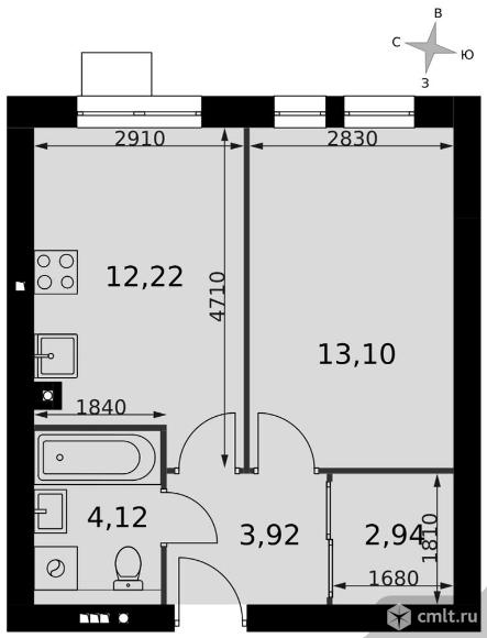 1-комнатная квартира 36,3 кв.м - ЖК «Мартемьяново Клаб». Фото 1.