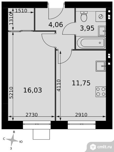 1-комнатная квартира 35,79 кв.м - ЖК «Мартемьяново Клаб». Фото 1.