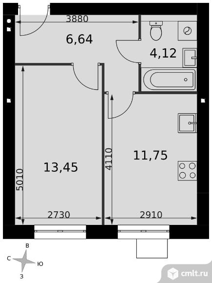 1-комнатная квартира 35,96 кв.м - ЖК «Мартемьяново Клаб». Фото 1.