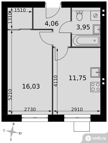 1-комнатная квартира 35,79 кв.м - ЖК «Мартемьяново Клаб». Фото 1.