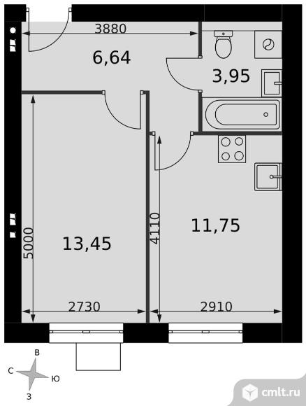 1-комнатная квартира 35,79 кв.м - ЖК «Мартемьяново Клаб». Фото 1.
