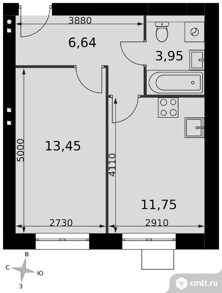 1-комнатная квартира 35,79 кв.м - ЖК «Мартемьяново Клаб». Фото 1.