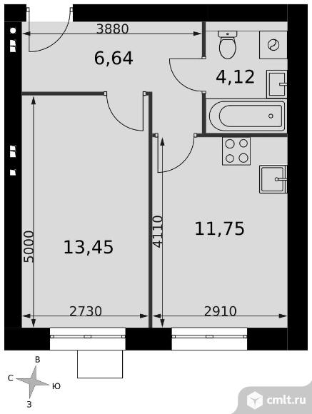 1-комнатная квартира 35,96 кв.м - ЖК «Мартемьяново Клаб». Фото 1.